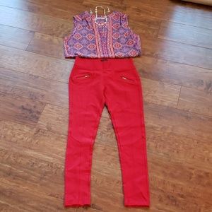 Fire engine red leggings